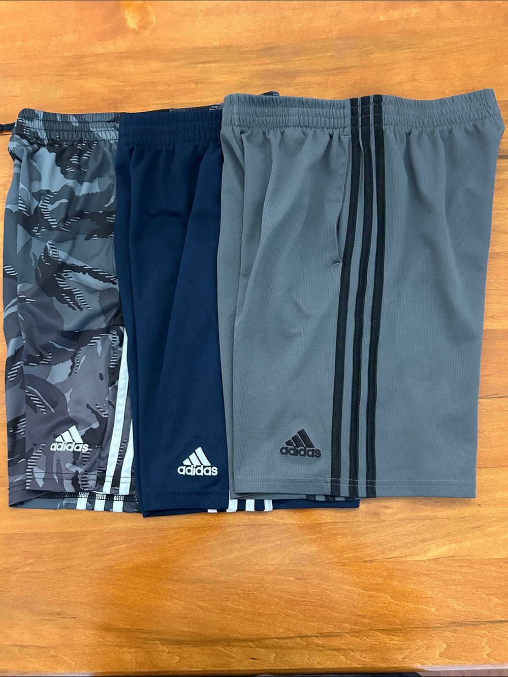adidas 3-Pack Athletic Shorts Gray, Navy Boys Youth Size L